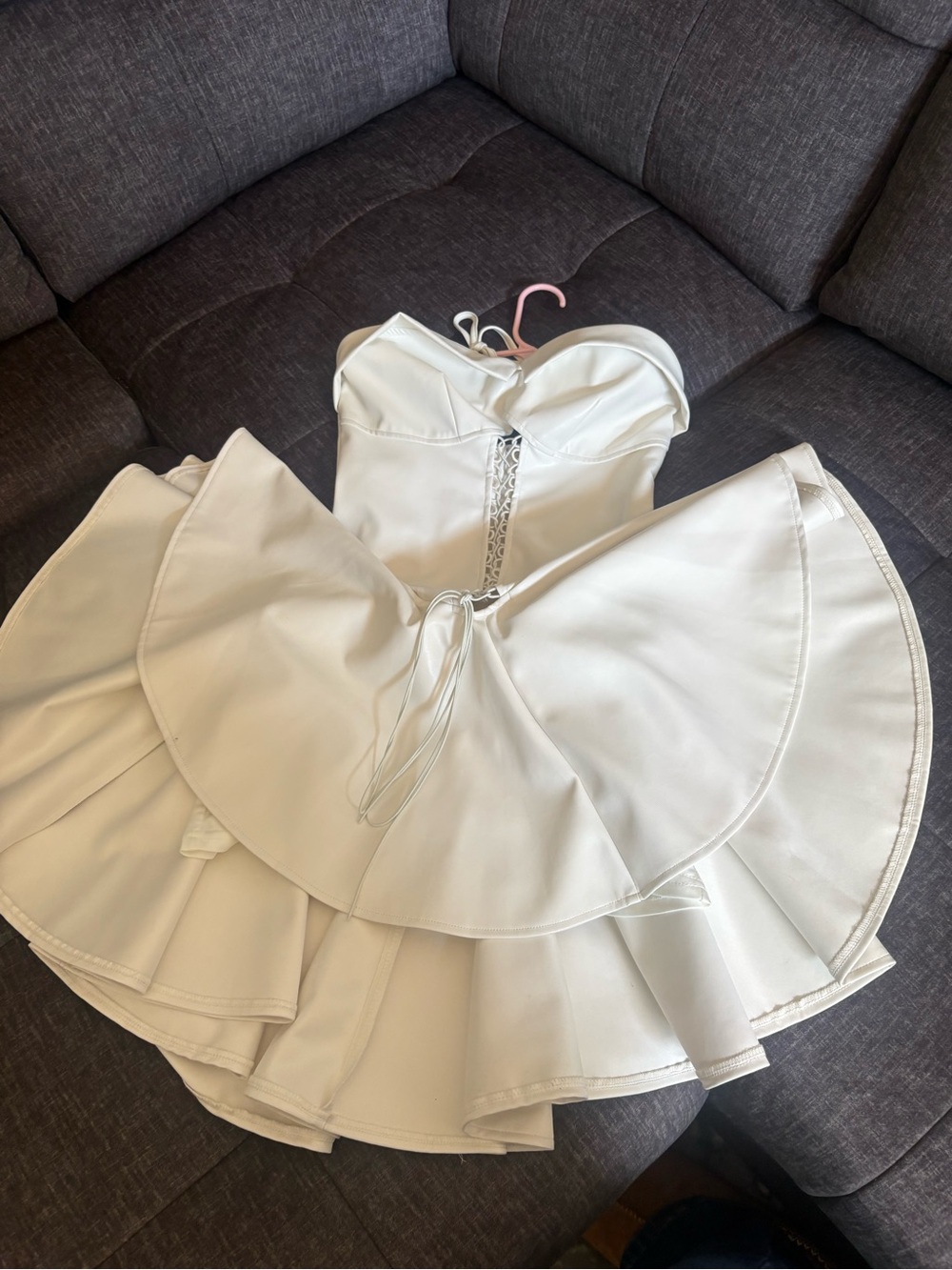 edge White Strapless Tiered Corset Mini Dress
